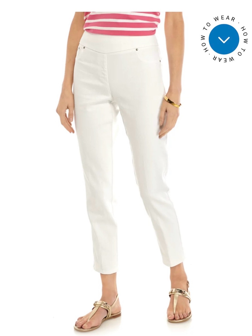 Ruby Rd. White Ankle-Length Pull-On Slim Jeans